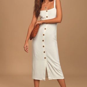 NWT White Button Front Sleeveless Midi Dress S